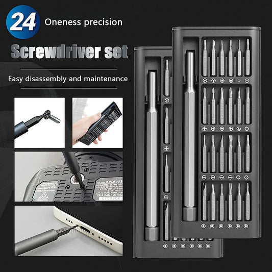 Precision Screw driver Set 24 in 1, Magnetic Driver Bits Set Repair Tool with Alluminum Box Multi-Purpose Screwdriver