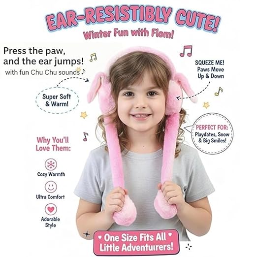 Premium Kids Plush Bunny Earmuffs - 1Pc